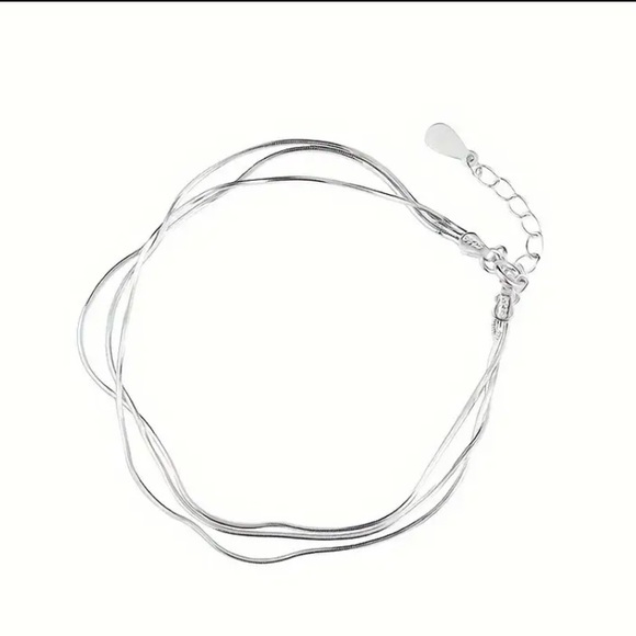 925 Sterling Silver Triple Loop Serpentine Bone Bracelet Wrist & Ankle bracelet - Picture 10 of 15